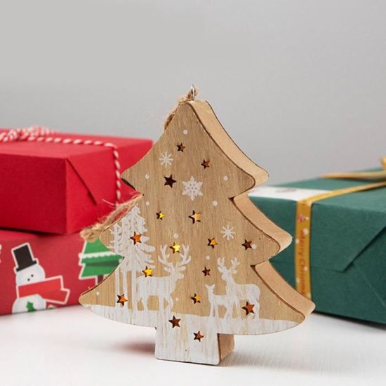 Décoration plaque Cadeau Tag Rustique petit en bois suspendus cœur arbre de Noël