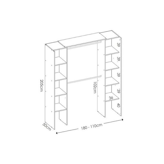 Dressing extensible VENTEUNIQUE DORIAN Chêne et gris 2