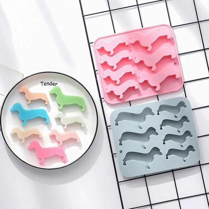 Moule à Glaçons Silicone Teckel 3D - 3 Pièces - Pour Glaces, Chocolats, Savons - Qualité Alimentaire Sans BPA