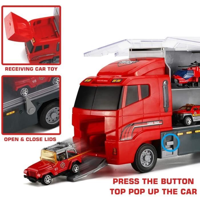 Jouets Camion,7 en 1 Camion de Pompier avec Modèle Pompier,Camion de  Pompiers de Secours d'urgence pour Cadeau Enfants