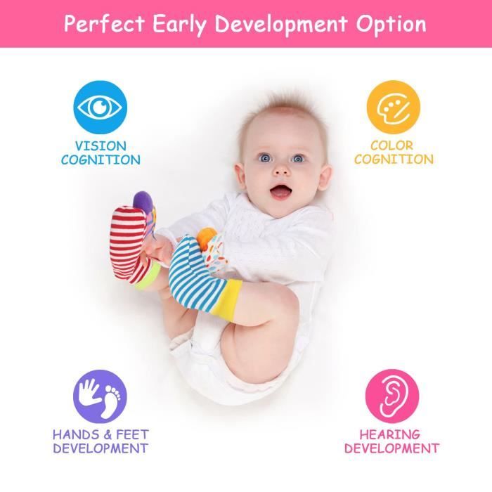 Hochet Bébé Poignet Et Chaussettes – 4 Pièces Sensoriels Pour Bébés De 0 à 12 Mois Jouets Sensoriels 0-12 Mois Hochet Bébé Poignet Et Chaussettes – 4 Pièces Sensoriels Pour Bébés De 0 à 12 Mois Jouets Sensoriels 0-12 Mois
