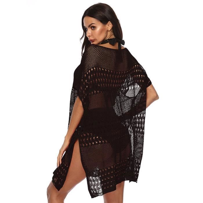 Robe De Plage Femme été - Poncho Couvrant Bikini Dentelle Crochet | Style Bohème Franges | Paréo Léger