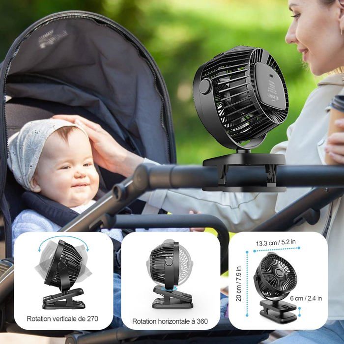 Ventilateur à Clip Portable 10000mAh 20CM - 4 Vitesses, Pince Robuste, USB Rechargeable Pour Bureau, Voiture, Camping Et Voyages Ventilateur à Clip Portable 10000mAh 20CM - 4 Vitesses, Pince Robuste, USB Rechargeable Pour Bureau, Voiture, Camping Et Voyages