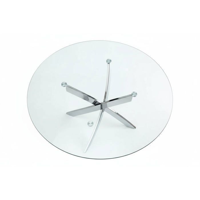 Table a manger ronde TRANSPARENT JESSICA chrome XXL 120 cm 4 couverts ...