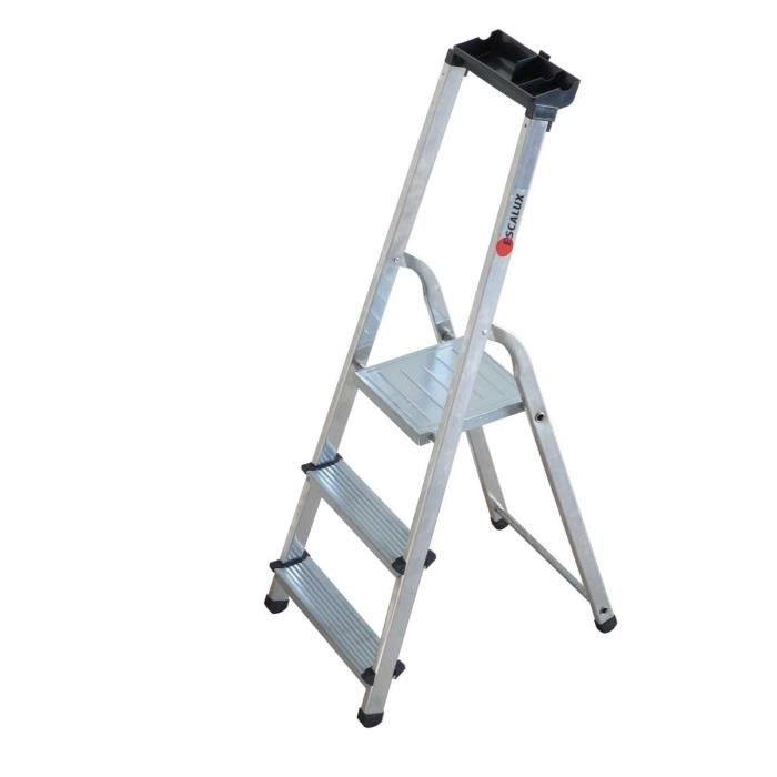 ESCALUX Escabeau 3 marches Alumixte Plus avec tablette porte-outils