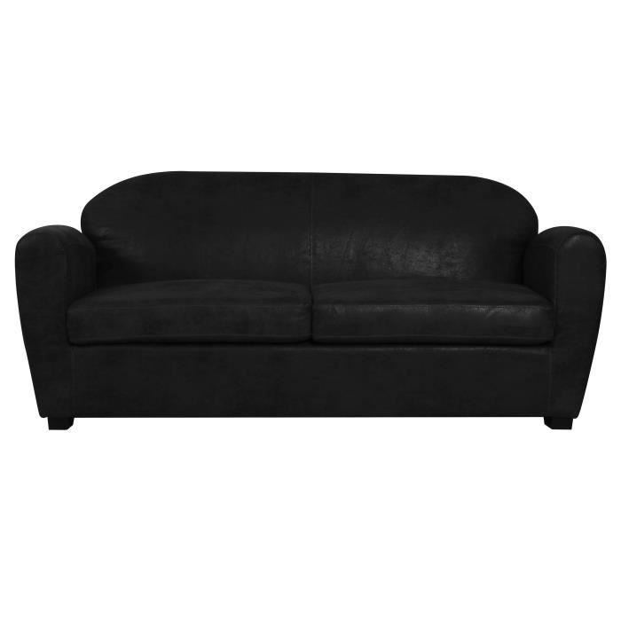 OPS 100% FRANCAIS - Canapé club convertible 2,5 places CORONA - Tissu anthracite - L 186 x P 90 cm