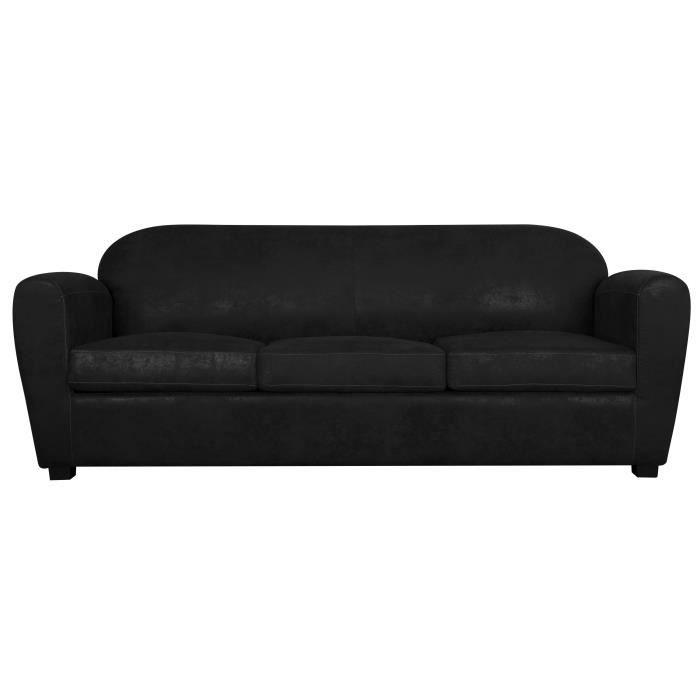 OPS 100% FRANCAIS - Canapé club convertible 3 places CORONA - Tissu anthracite - L 208 x P 90 cm