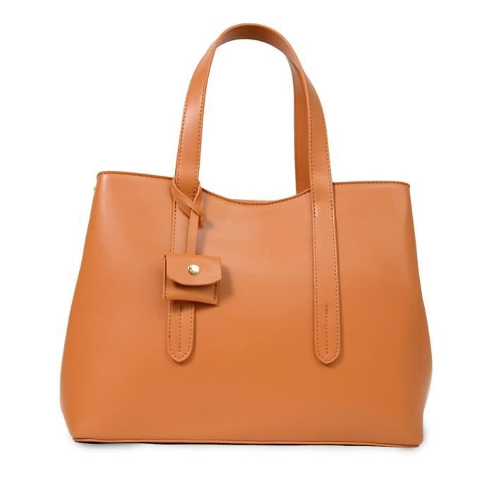 KINSTON Sac Ordinateur May - Brillante et fluide - Camel