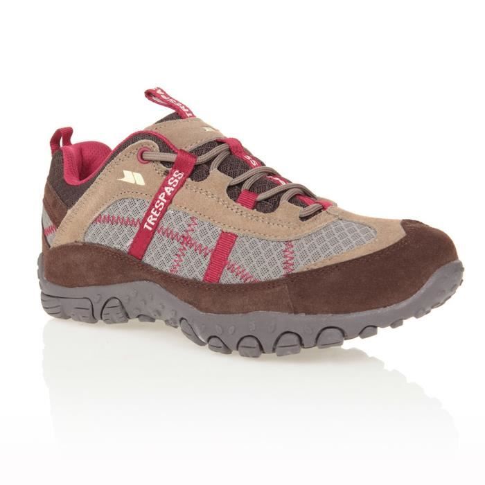TRESPASS Chaussures de randonnée Fell - Femme - Taupe et cerise