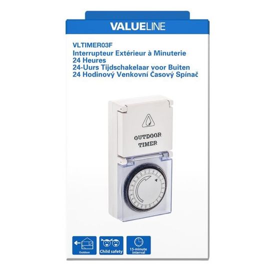 Minuterie mécanique Outdoor ip44 16 A pour extérieur et intérieur Timer analogique