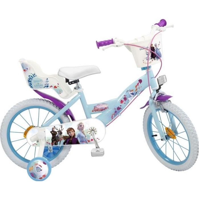 Velo 16 pouces La Reine des Neiges 5/7 ans Stabilisateur Violet