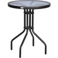 Table ronde bistro de jardin - OUTSUNNY - Ø 60 x 70H cm - Métal - Noir - 2 personnes-0