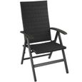 Chaise de jardin en rotin Canberra pliable - TECTAKE - Noir - Aluminium - Design-0