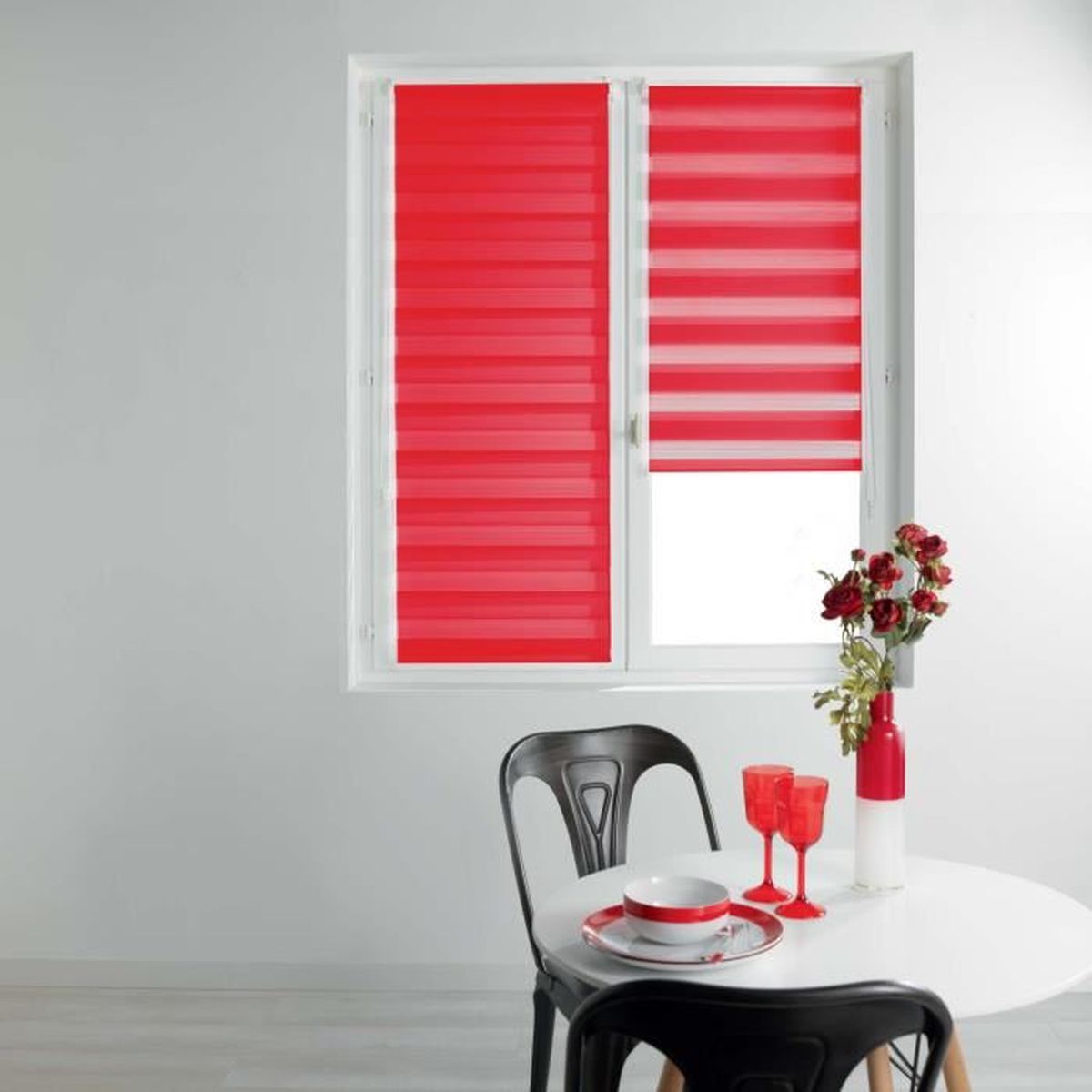 Store enrouleur jour et nuit 60 x 90 cm polyester daynight Rouge ...