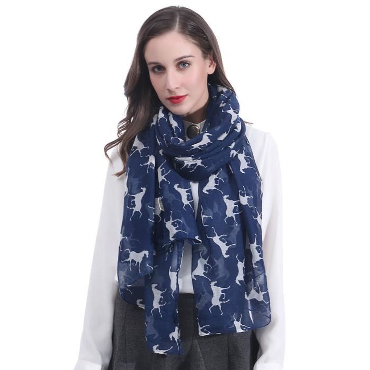 Foulard Gothique Astro Transparent - Motifs Soleil, Lune Et étoiles Brodés En Bleu, Style étole