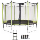 Kangui - Trampoline de jardin 426 cm + filet de sécurité + échelle + kit d'ancrage JUMPI Vert/Noir 430