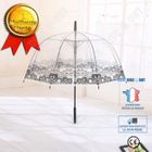 LUNAVO Parapluie - TD® - Transparent Cloche - Automatique - Mariage - Dentelle