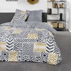 TODAY Parure de lit en coton réversible - Sunshine - l 220 x L 240 - Imprimé ethnique - Bleu et jaune