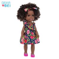 jolie poupée africaine noire de 14 pouces 35Cm silicone pour enfants, Jouet fille, Adulte, Poupée Afro américaine, Cadeau