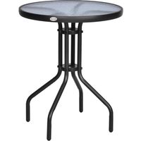 Table ronde bistro de jardin - OUTSUNNY - Ø 60 x 70H cm - Métal - Noir - 2 personnes