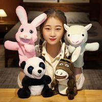 marionnette à main en peluche douce Marionnette à main en peluche ne agneau Panda lapin doux Animal jeux activite Panda - Pwshymi