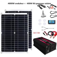 4000W 12V-110V Onduleur noir + Kit de panneaux solaires Générateur d'énergie solaire 2 x (200W 100A Home Grid System)