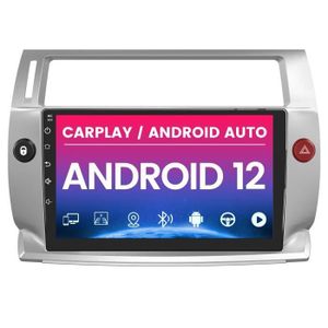 AUTORADIO Junsun Autoradio 4G Android 12 4Go+64Go pour Citroen C4 2004-2009 avec 9''écran Tactile 4G SIM Carplay GPS Wifi BT Android Auto