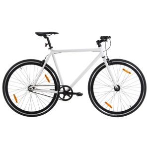 VÉLO DE VILLE - PLAGE Vélo à Pignon Fixe Blanc et Noir