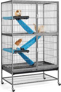 CLAPIER CLAPIER-Noir Grande Cage Rongeur 4 Niveaux Cage Hamster Cage Cochon d'Inde Cage pour Furets/écureuils/Chinchillas/Rat Domestique