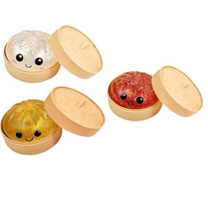 Lot De 3 Dumplings Squishy XXL – Baozi Anti-stress 9,5 Cm – Rouge/or/blanc – Boîte Vapeur Incluse