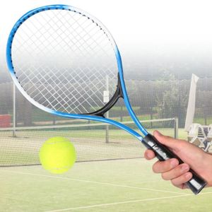 RAQUETTE DE TENNIS Raquette de tennis pour enfants en alliage de fer - Raquette d'entraînement pour débutants avec balle et sac de transport (bleu)-TIP
