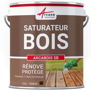 TRAITEMENT SOLS BOIS Saturateur Bois pour terrasse, bardage extérieur : ARCABOIS SB  Chêne foncé (teinte marron) - 2.5L (jusqu a 12.5m²)