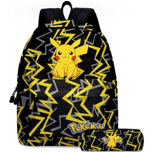 SAC À DOS Nouveau Pokémon Pikachu étudiant Cartable Dessin Animé Enfant Sac à dos et Trousse Noir