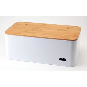 Boîte à pain moderne de grande capacité avec couvercle en bambou écologique pour table à découper Blanc