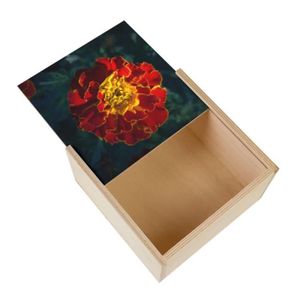 Boîte cadeau Boite Coffret en Bois - Fleur Rouge et Or Tagete P