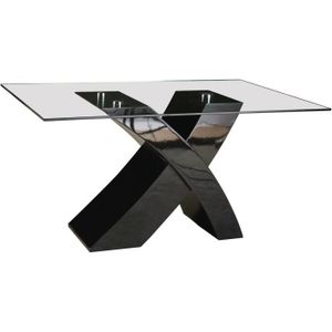 Table A Manger Verre Trempe Pied Metal Achat Vente Pas Cher