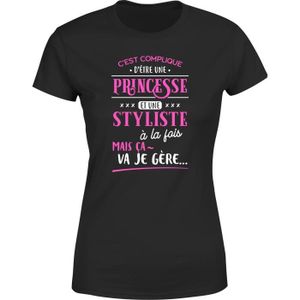 T-SHIRT tee shirt femme humour | Cadeau imprimé en France | 100% coton, 185gr |  princesse et styliste