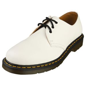 Basse Doc Martens Blanche Boots Basses 101 Yellow Stitch En Cuir