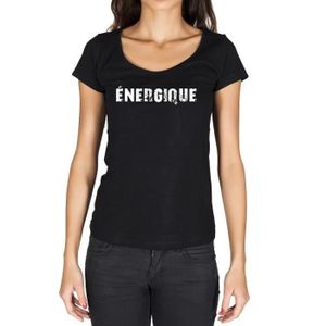 T-SHIRT Femme Tee-Shirt Énergique T-Shirt Vintage Noir