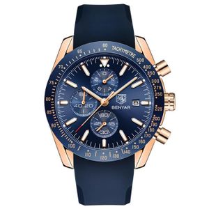 MONTRE SHARPHY Montre homme quartz multifonctionnel chronographe calendrier des sports bracelet en silicone étanche classique bleu