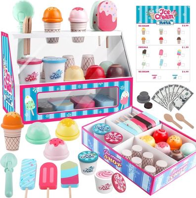 Salon De Glace En Bois – Jeu De Rôle Crème Glacée, 14 Pièces, Dès 3 Ans, éducatif