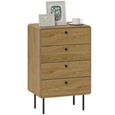 HOMCOM Commode 4 Tiroirs Meuble De Rangement Cannage En Rotin Aspect