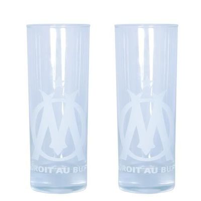 Set De 2 Verres à Bière Olympique De Marseille - Collection Officielle OM - Verre Supporter Foot - Cadeau Fan De Foot