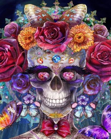 Peinture Par Numéros Crâne Adulte Avec Cadre - Kit Créatif Halloween - 20x30 Cm - 3 Pinceaux