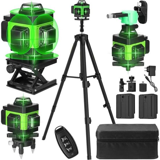 Niveau Laser 4X360° - TRAHOO - Autonivelant Laser Vert 16 Lignes 4D - Écran Led - Mode Impulsion