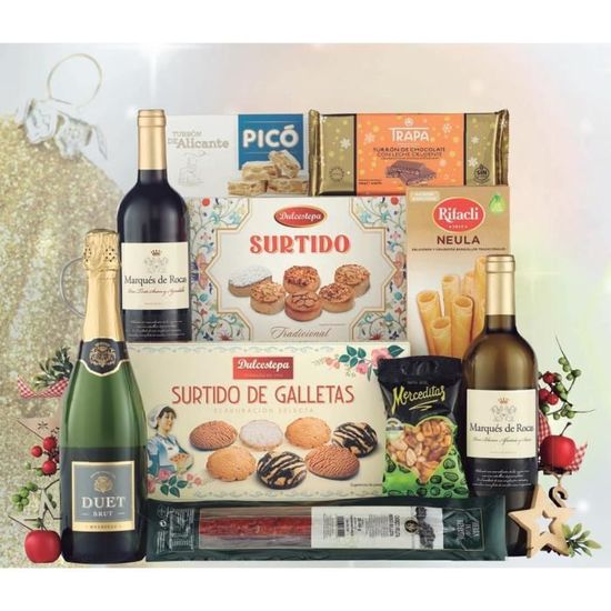 Coffret Gourmand de Noël Espagnol, Chorizo, Turron, Polvorones, Vin 10