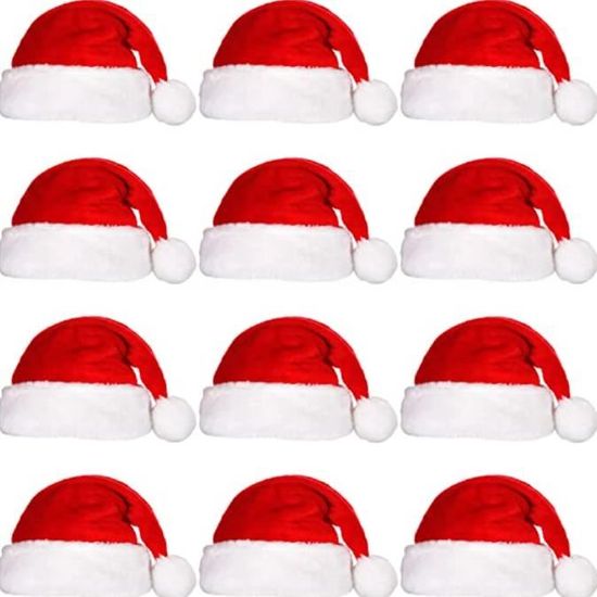 Bonnet De Noël Adulte - Rouge Et Blanc Avec Pompon - Doux En Peluche, Taille Unique Homme Femme - FUKPO - 8