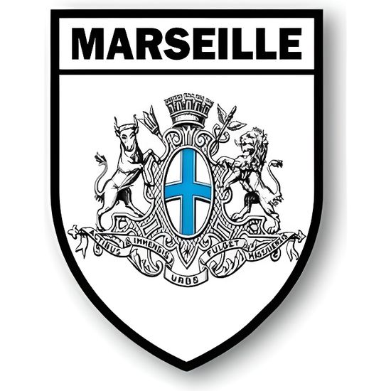 Autocollant Blason De Marseille - 10x6.6 Cm, Résistant Aux UV | Pour Voiture, Ordinateur, Décoration Intérieure/Extérieure