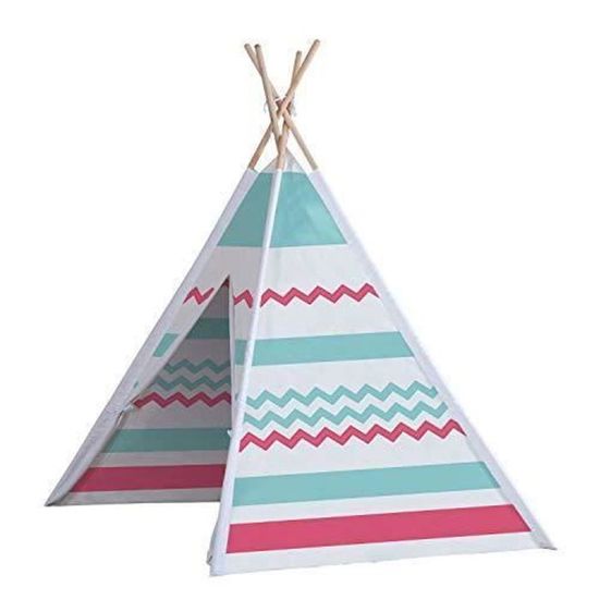 Tipi John 77204 Tipi Tente de Jeu Blanc/Rose/Turquoise 
