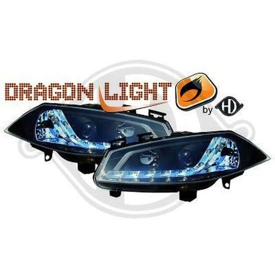 Paire de feux phares Renault Megane 02-05 daylight led noir (685)